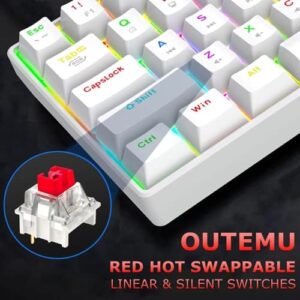 Ant Esports MK1300 V2 Mini RGB White Keyboard with Red Switches