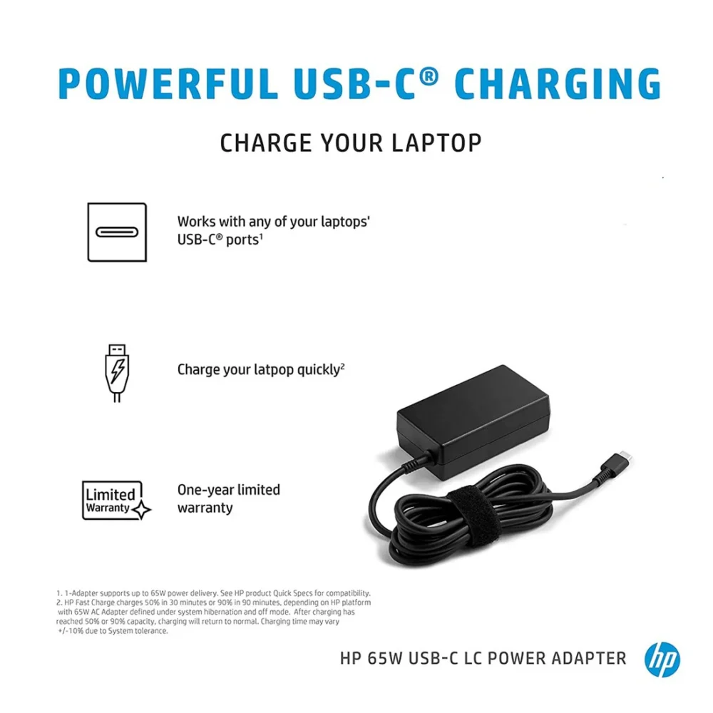 HP Original 65W 19.5V USB Type C Pin Laptop Adapter