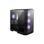 MSI MAG PANO M100R PZ ARGB Black Mid Tower Cabinet with panoramic tempered glass panels, ARGB fans, and Micro-ATX motherboard support.