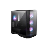 MSI MAG PANO M100R PZ ARGB Black Mid Tower Cabinet with panoramic tempered glass panels, ARGB fans, and Micro-ATX motherboard support.