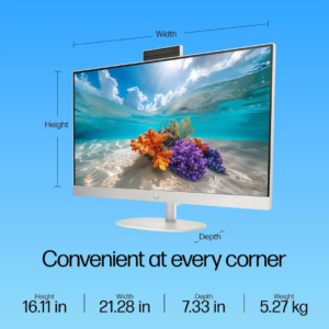 HP AIO 24-Cr0901in 13th Gen Intel Core i3-1315U / 8GB DDR4 / 512GB SSD / 300 Nits / 23.8" FHD/ Win11/ M365+Office24/ Shell White