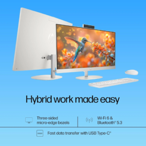 HP AIO 24-Cr0901in 13th Gen Intel Core i3-1315U / 8GB DDR4 / 512GB SSD / 300 Nits / 23.8" FHD/ Win11/ M365+Office24/ Shell White