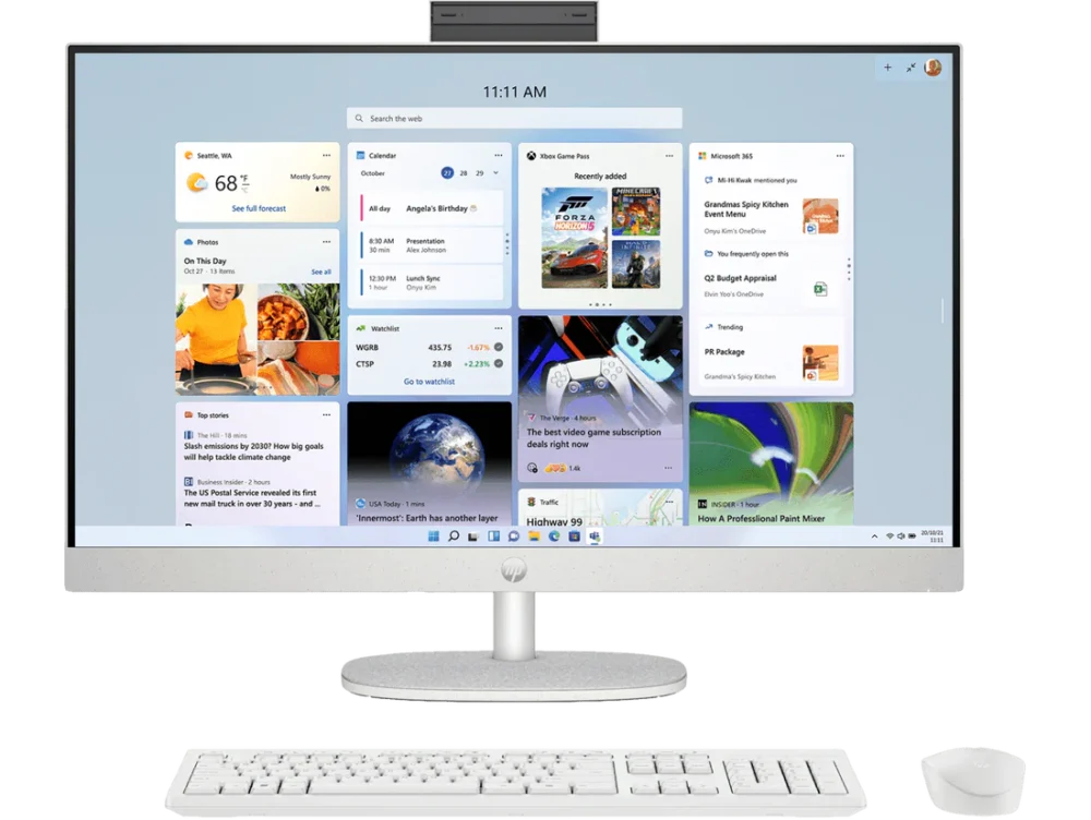 Hp (27") AIO Desktop Pc 27-Cr1026in Intel Ultra 5 -125U/Win 11+MSO 21/16GB/512 GB SSD/ Grphx Graphics UMA , Height Adjustable Stand/Wireless/ ODD No/Shell White