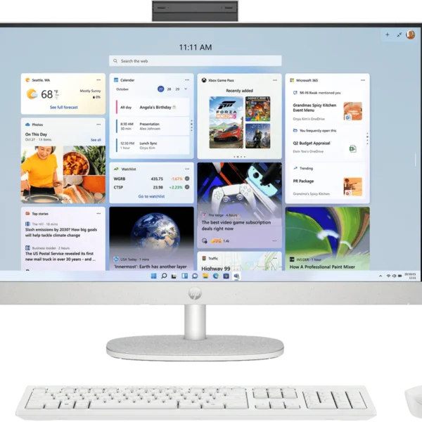 Hp (27") AIO Desktop Pc 27-Cr1026in Intel Ultra 5 -125U/Win 11+MSO 21/16GB/512 GB SSD/ Grphx Graphics UMA , Height Adjustable Stand/Wireless/ ODD No/Shell White