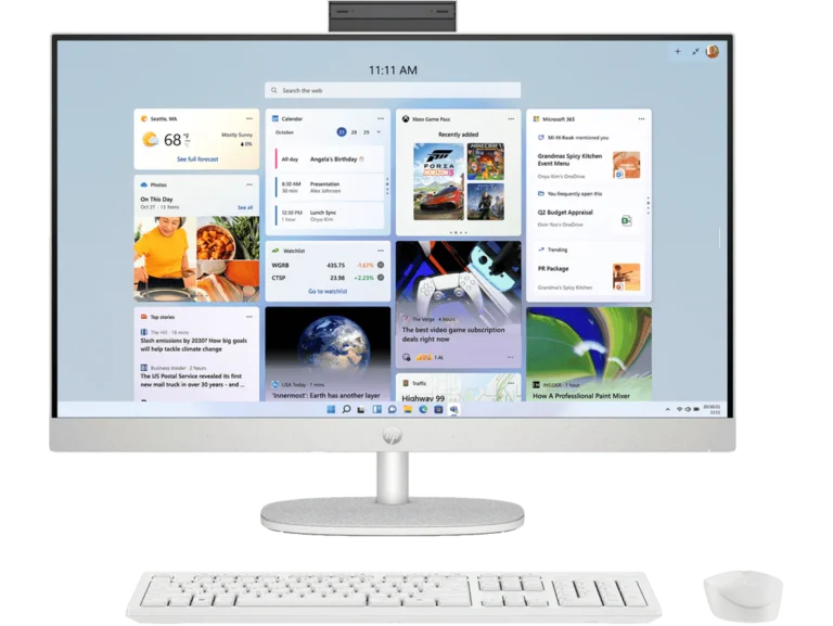 Hp (27") AIO Desktop Pc 27-Cr1026in Intel Ultra 5 -125U/Win 11+MSO 21/16GB/512 GB SSD/ Grphx Graphics UMA , Height Adjustable Stand/Wireless/ ODD No/Shell White