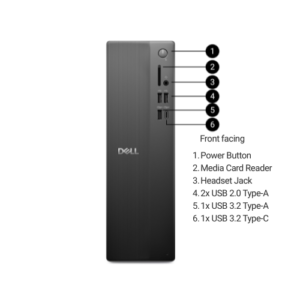 Dell Slim Desktop ECS1250/ Intel Core i5-14400 /8GB /512GB M.2 SSD/2GB Graphic Card/Win11/ 3 Year Basic Onsite Warranty
