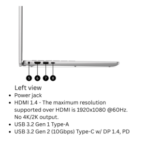 Dell 14 Laptop DC14250 Core 5 120U / 16GB DDR5/ 512GB SSD/ 14″ FHD/BKLIT/Fingerprint Reader/ Silver/1 Year Onsite Warranty.