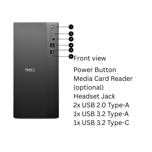 DELL PRO TOWER QVT1260 CORE I5- 14400 14TH / 8GB RAM /WIFI/ 512 SSD/ DOS / 3 YEAR WARRANTY