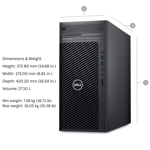 Dell 3680 Tower Core i9- 14900 14TH/ 16GB DDR5/ DVD/ 1TB SSD/ Win 11 Pro/ 3 Year Warranty