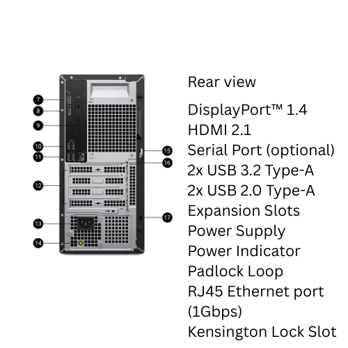 DELL PRO TOWER QVT1260 CORE I5- 14400 14TH / 8GB RAM /WIFI/ 512 SSD/ DOS / 3 YEAR WARRANTY