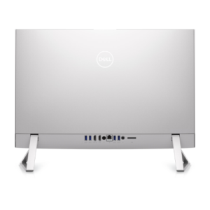 Sleek pearl white Dell 24-inch All-in-One desktop PC with slim bezels, wireless keyboard, and mouse on a modern office desk.