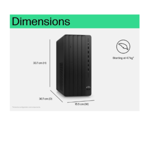 HP 280 G9 Pro Tower desktop CPU front view with built in WiFi and Bluetooth