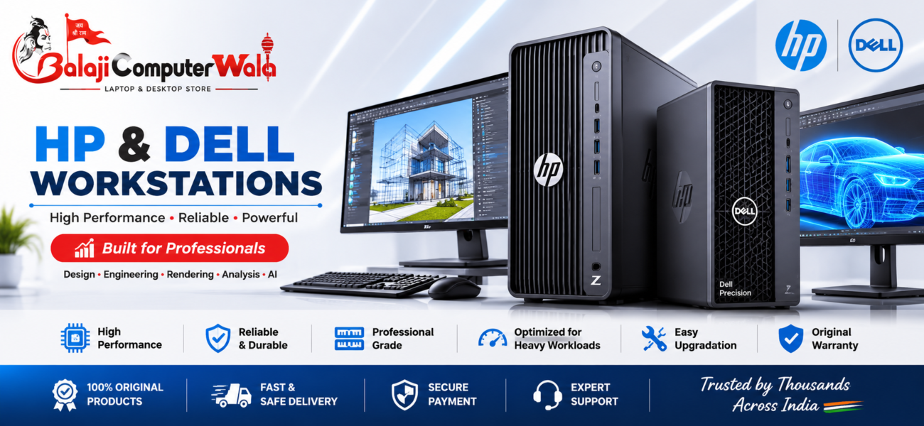 Buy HP Tower Workstation & Dell Precision Tower Workstations online at Balaji Computer Wala. High-performance desktop workstations for CAD, 3D Rendering, AI, Engineering, Architecture, Video Editing and Professional Business Applications.