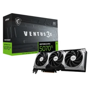 MSI RTX 5070 Ti 3X OC 16GB Ventus GDDR7 graphics card with triple-fan cooling and NVIDIA Blackwell architecture.