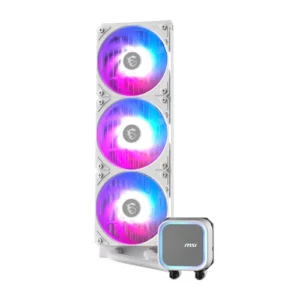 MSI MAG Coreliquid A13 360 ARGB CPU liquid cooler with 360mm radiator and three ARGB fans.