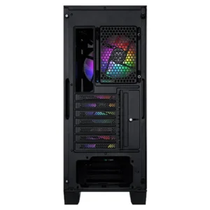 MSI MAG FORGE 130A Airflow Auto RGB Mid Tower Cabinet with mesh front panel, Auto RGB fans, tempered glass side panel, and ATX motherboard support.