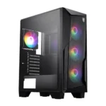 MSI MAG FORGE 130A Airflow Auto RGB Mid Tower Cabinet with mesh front panel, Auto RGB fans, tempered glass side panel, and ATX motherboard support.
