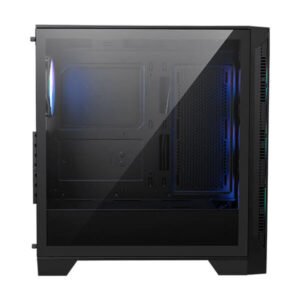MSI MAG Forge 320R Airflow Mid Tower Gaming Cabinet with mesh front panel, tempered glass side panel, and ARGB fans
