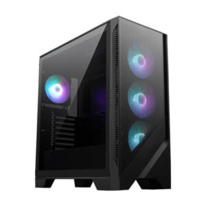 MSI MAG Forge 320R Airflow Mid Tower Gaming Cabinet with mesh front panel, tempered glass side panel, and ARGB fans