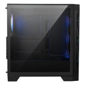 MSI MAG Forge 321R Airflow ARGB Mid Tower Gaming Cabinet with mesh front panel, tempered glass side panel, and ARGB fans