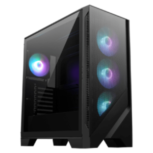 MSI MAG Forge 321R Airflow ARGB Mid Tower Gaming Cabinet with mesh front panel, tempered glass side panel, and ARGB fans