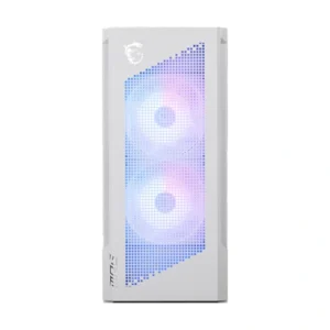 MSI MPG Velox 300R Airflow PZ ARGB White E-ATX Mid Tower Gaming Cabinet with mesh front panel and tempered glass side panel