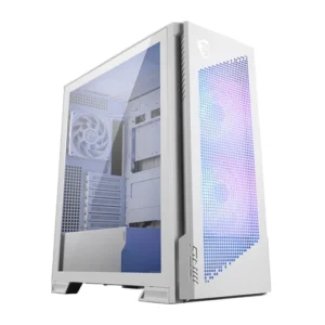 MSI MPG Velox 300R Airflow PZ ARGB White E-ATX Mid Tower Gaming Cabinet with mesh front panel and tempered glass side panel