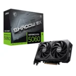 MSI GeForce RTX 5060 8G SHADOW 2X OC graphics card with dual-fan cooling and 8GB GDDR7 memory.