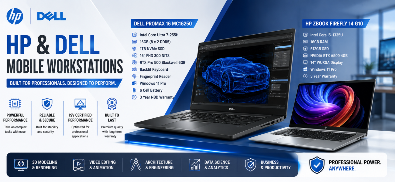 Buy HP ZBook & Dell Precision Mobile Workstation laptops online in India for CAD, 3D Rendering, Engineering, AI Development and Professional Business Applications.